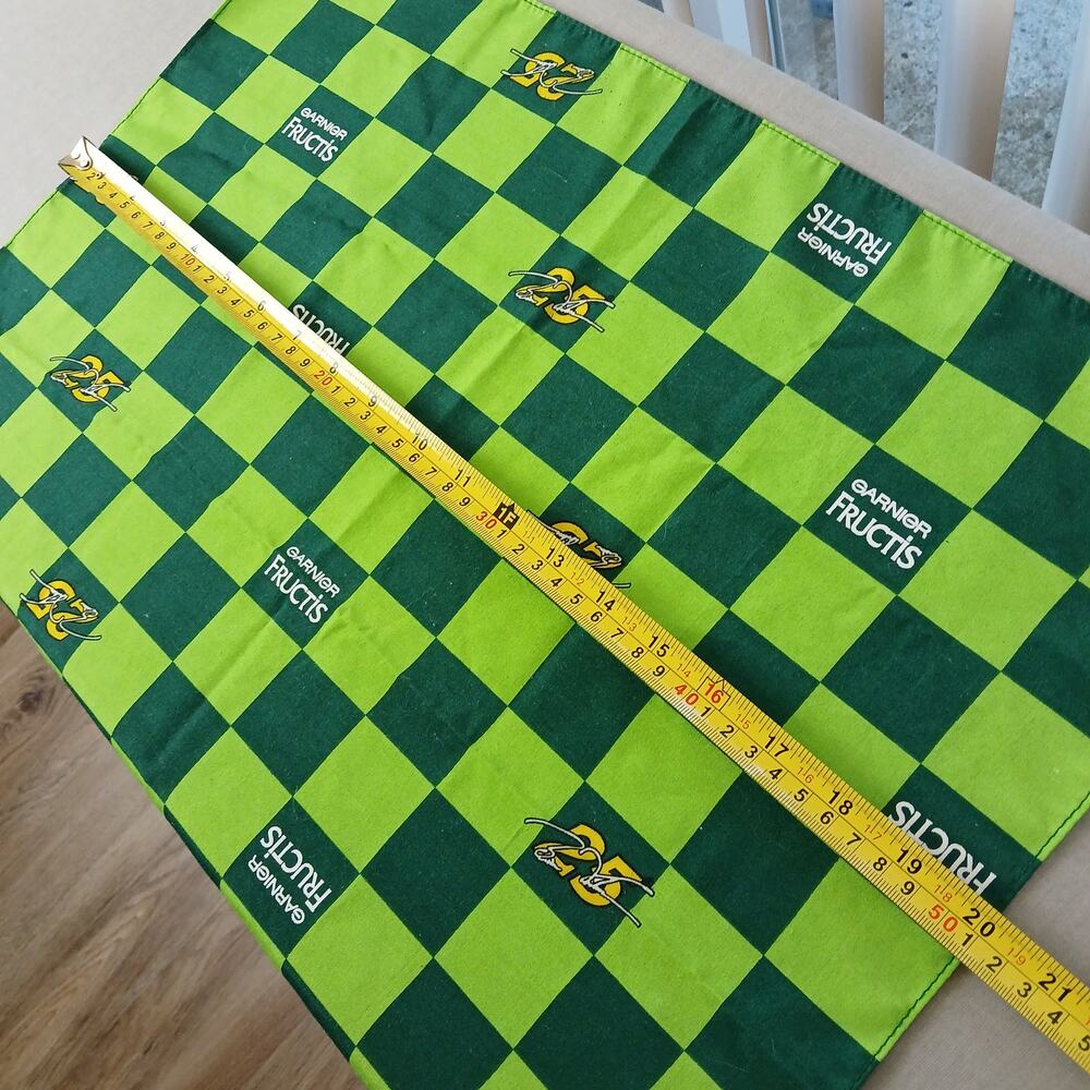 Garnier Fructis NASCAR Brian Vickers #25 promotional bandana green checks 20" sq - Picture 8 of 9